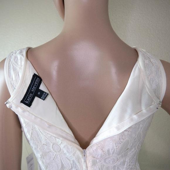 Karin Stevens Womens 10 Ivory Floral Lace Sleeveless Sheath Zip Back Dress NWT - Picture 7 of 9